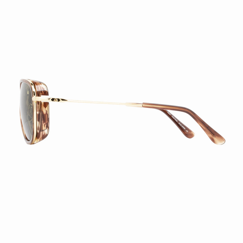 American Optical - Flynn - Gold / Teak - Green Tinted Sun Lenses - Navigator - Side-Shield - Metal - Sunglasses