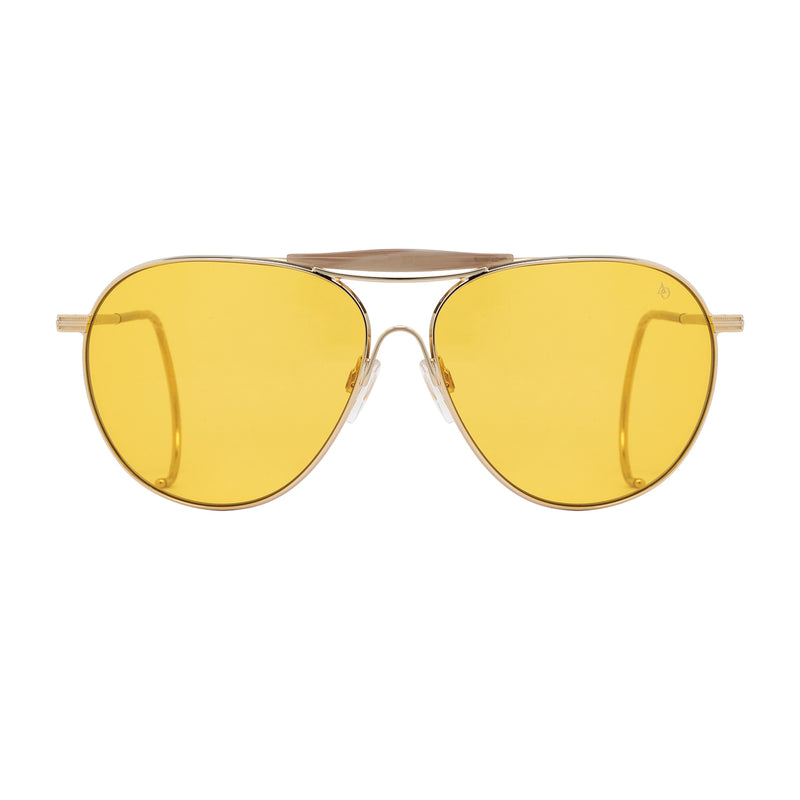 American Optical - Hazemaster - Gold - Nylon Orange Tinted Lenses - Aviator - Metal - Cable Temples - Sweat Bar - Sunglasses