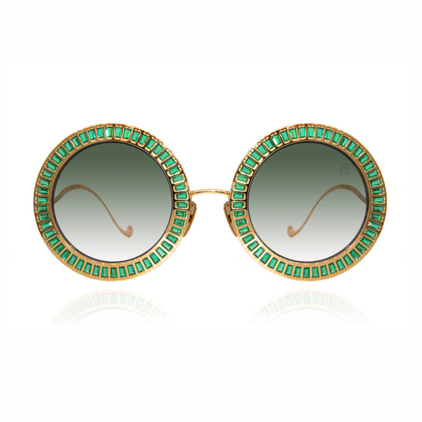 Anna-Karin Karlsson - Magic You 2.0 - Emerald / Gold / Gradient Green Lenses - Round - Metal - Sunglasses - Luxury Eyewear
