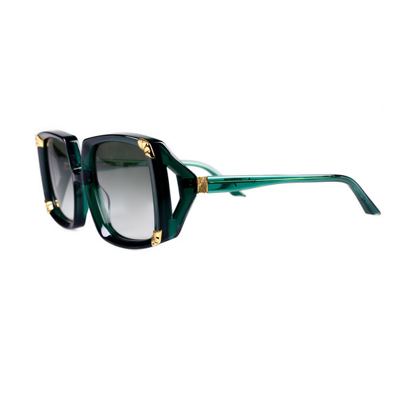 Anna-Karin Karlsson - Strawberry Moon - Emerald / Gold / Gradient Green Lenses - Rectangle - Plastic - Sunglasses - Luxury Eyewear