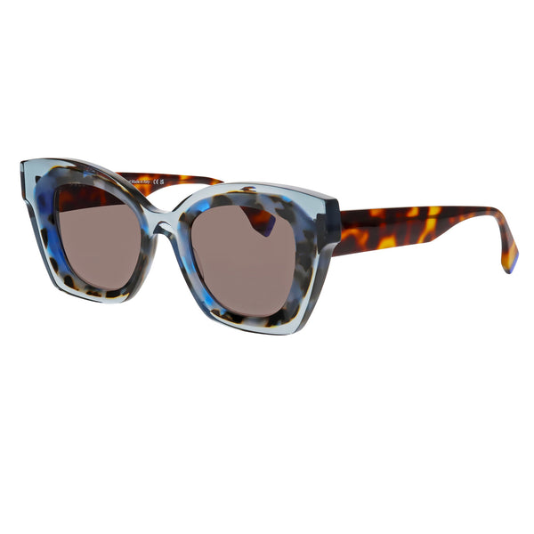 Face A Face - Halos 2 - 6591 - Blue Crystal / Havana / Brown-Tinted Lenses - Rectangle - Butterfly - Sunglasses - Plastic - Acetate