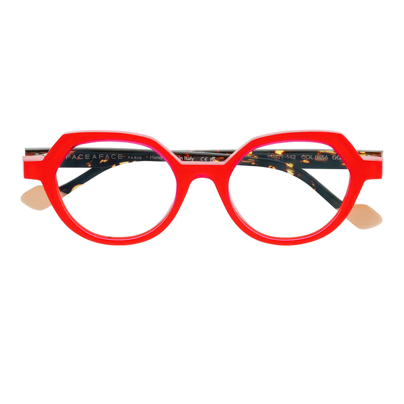 Face A Face - Kanji 1 - 0656 - Red / Havana - Round - Plastic - Acetate - Eyeglasses