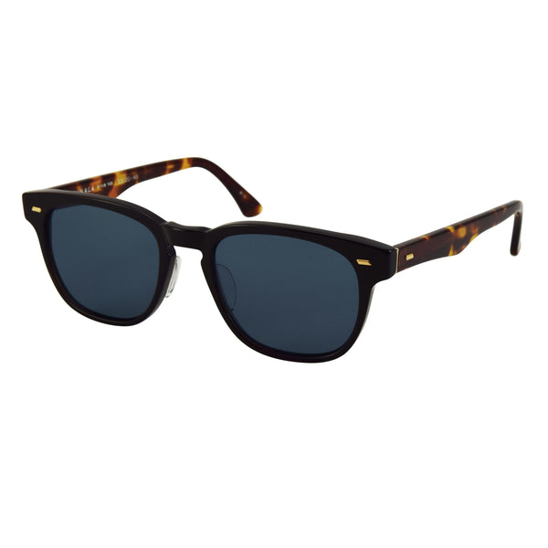 Masunaga - 070 SG - S19 - #19 - Black / Tortoise / Mineral Glass Polarized Blue-Grey Lenses - Rectangle - Sunglasses - Polarized