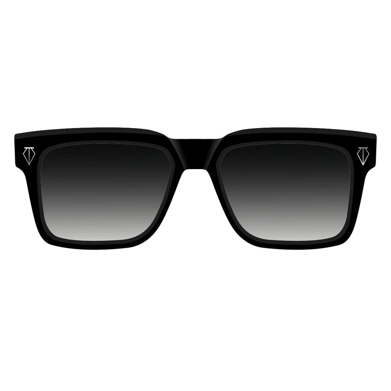 T Henri - H1 - Carbon / Black with Silver / Black Gradient Tinted Lenses - Rectangle - Sunglasses - Plastic - Acetate - Luxury Eyewear