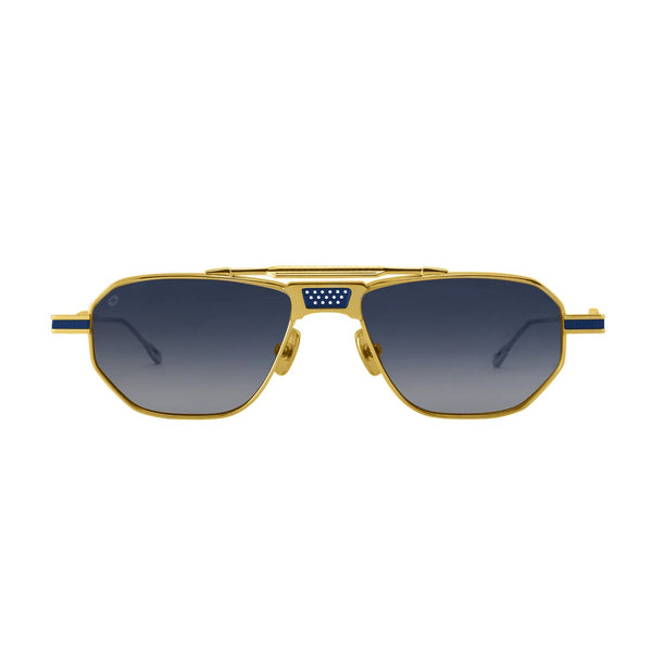 T Henri - Longtail - LOr Bleu - Gold / Blue - Gold Mirrored Blue Gradient Tinted Lenses - Navigator - Titanium - Sunglasses - Luxury Eyewear