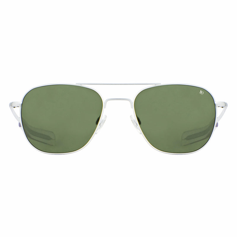 American Optical - Original Pilot - Matte Silver - Green-Tinted Glass Lenses - Bayonet Temple - sunglasses - glass lenses - metal - navigator