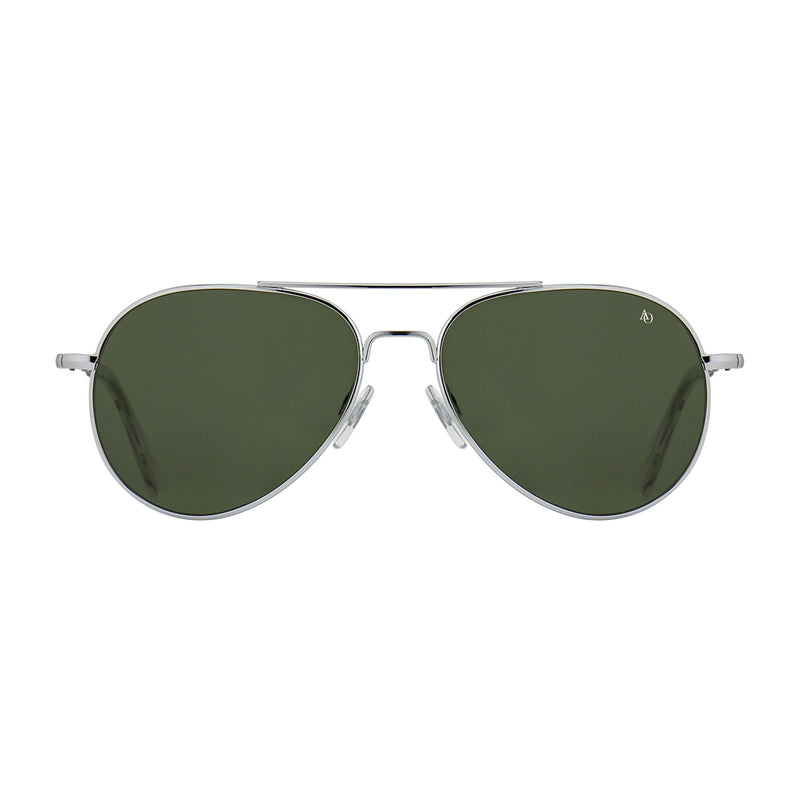 American Optical - General - Silver - 58 - Green Glass - Aviator - Sunglasses