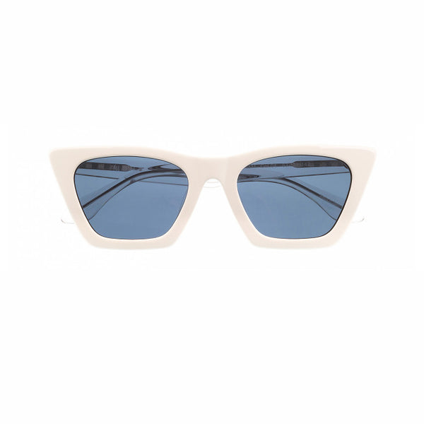 Hicks Brunson Generations - Cindy - White / Crystal - 04 - Polarized Blue Tinted Lenses - Cateye - Butterfly - Sunglasses - Plastic - Bold - Polarized Sunglasses