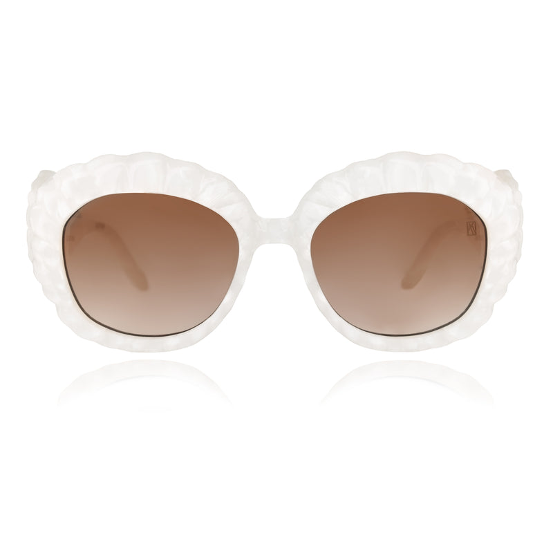 Anna-Karin Karlsson - AKK - Shade of Sirens - White Pearl - Gradient Brown Tinted Lenses - Rectangle - Plastic - Acetate - Sunglasses