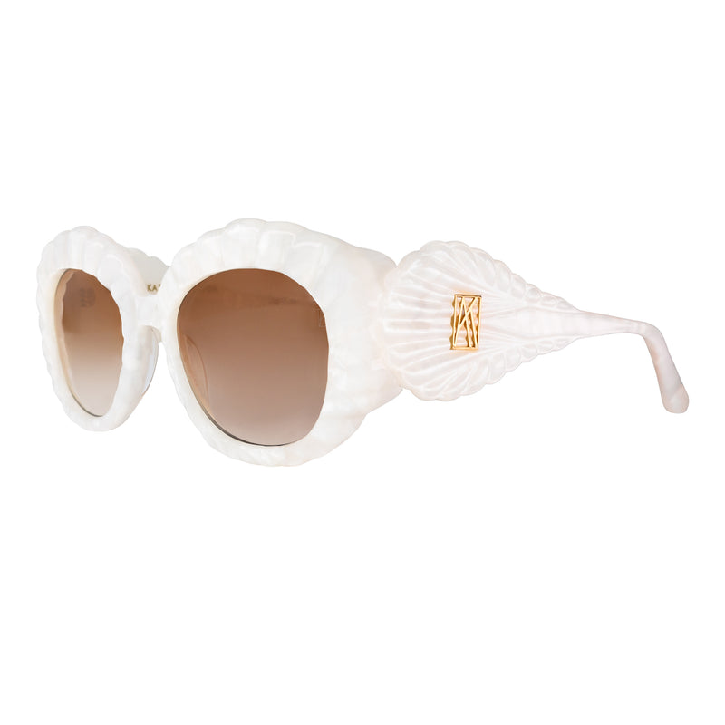 Anna-Karin Karlsson - AKK - Shade of Sirens - White Pearl - Gradient Brown Tinted Lenses - Rectangle - Plastic - Acetate - Sunglasses