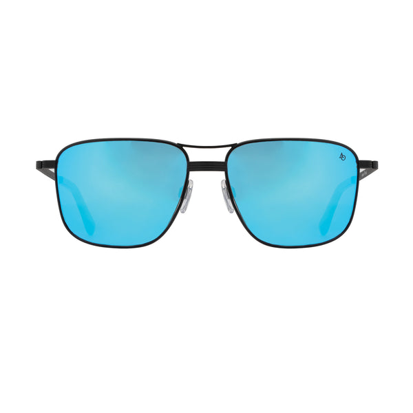 American Optical - Airman - Matte Black - Blue-Mirror Brown Polarized Nylon Lenses - Sunglasses - Navigator - Metal