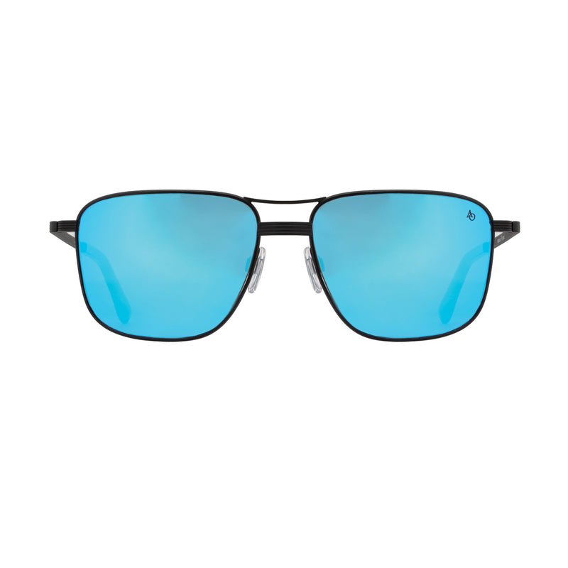 American Optical - Airman - Matte Black - Blue-Mirror Brown Polarized Nylon Lenses - Sunglasses - Navigator - Metal