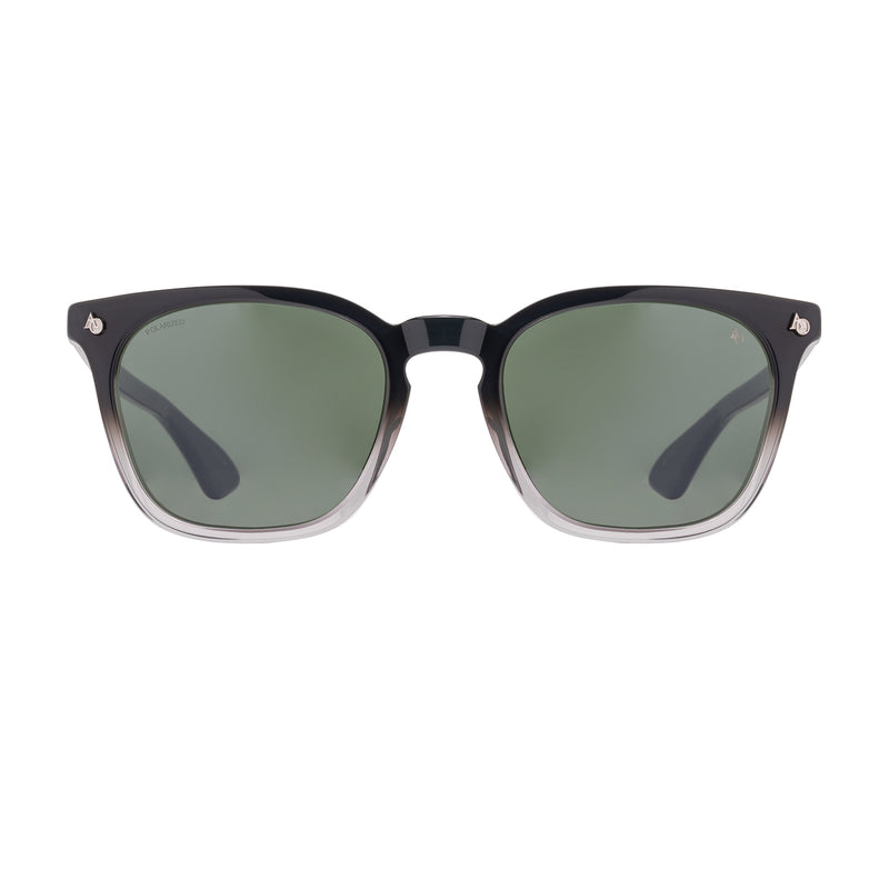 American Optical - Alden - Black Smoke - Green Polarized - Rectangle - Plastic - Acetate - Polarized - Sunglasses