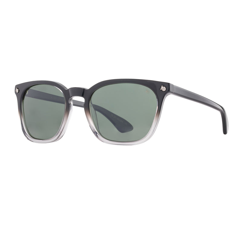 American Optical - Alden - Black Smoke - Green Polarized - Rectangle - Plastic - Acetate - Polarized - Sunglasses