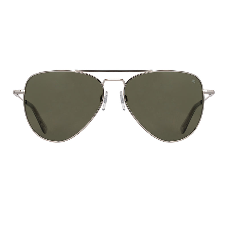 American Optical - Fletcher - Silver - Green Polarized Lenses - Aviator - Metal - Polarized - Sunglasses