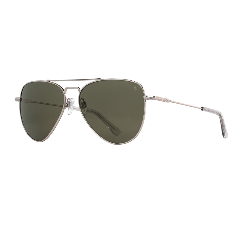 American Optical - Fletcher - Silver - Green Polarized Lenses - Aviator - Metal - Polarized - Sunglasses