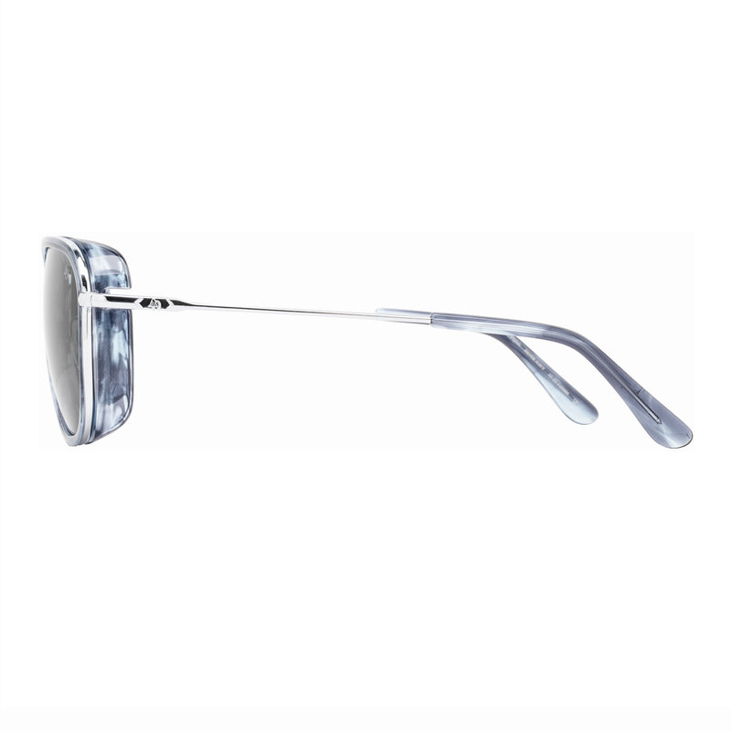 American Optical - Flynn - Silver / Navy - Gray Polarized Sun Lenses - Navigator - Side-Shield - Metal - Sunglasses