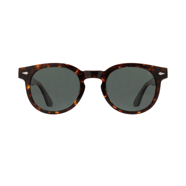 American Optical - Hadley - Amber Tort - Green Nylon Tinted Lenses - Round - Acetate - Plastic - Sunglasses