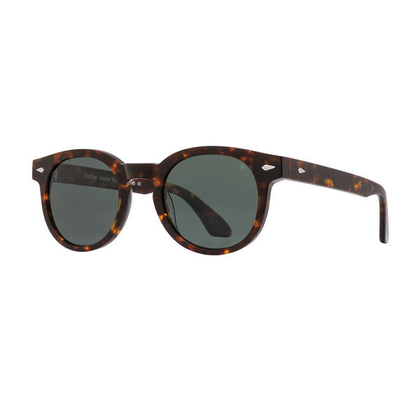 American Optical - Hadley - Amber Tort - Green Nylon Tinted Lenses - Round - Acetate - Plastic - Sunglasses