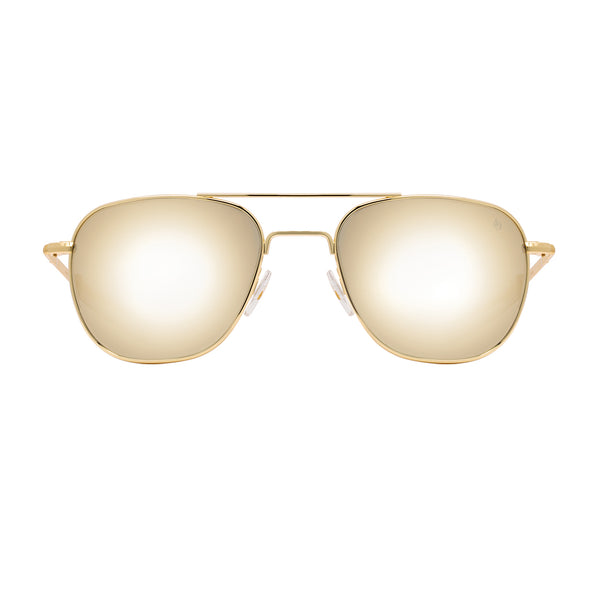 American Optical - Original Pilot - Gold / Gold-Mirrored Grey Polarized Glass Lenses - Navigator - Sunglasses - Metal - Men - Mirrored Sunglasses