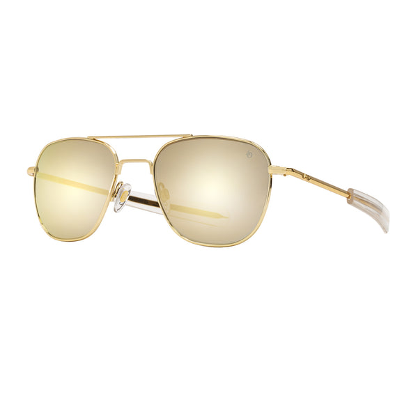 American Optical - Original Pilot - Gold / Gold-Mirrored Grey Polarized Glass Lenses - Navigator - Sunglasses - Metal - Men - Mirrored Sunglasses