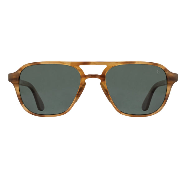American Optical - Racer - Honey - Green Nylon Tinted Lenses - Navigator - Rectangle - Acetate - Plastic - Sunglasses