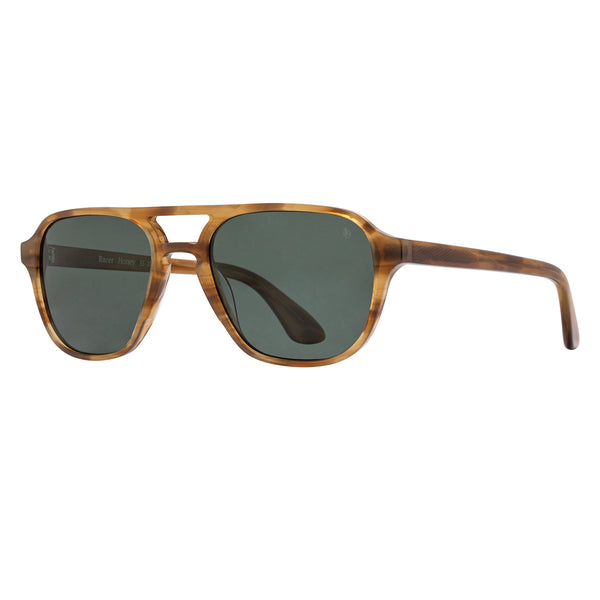 American Optical - Racer - Honey - Green Nylon Tinted Lenses - Navigator - Rectangle - Acetate - Plastic - Sunglasses