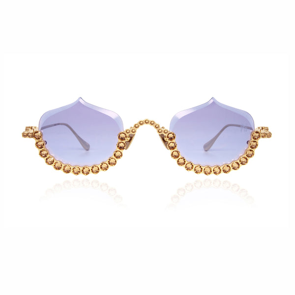 Anna-Karin Karlsson - Crystal Meringue - Gold / Violet Gradient Tinted Lenses - Half-rim - Sunglasses - Metal - Luxury Eyewear