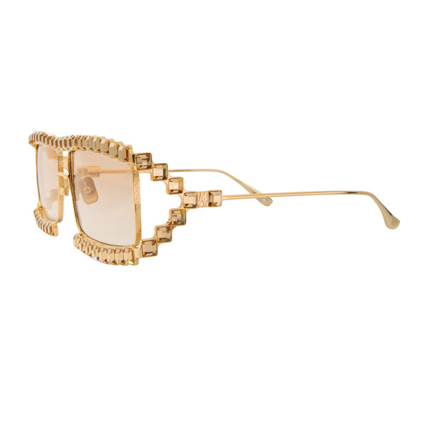 Anna-Karin Karlsson - Crystal Boo - Gold - Swarovski Crystals - Rectangle - Metal - Sunglasses - Gradient Tint - Luxury Eyewear