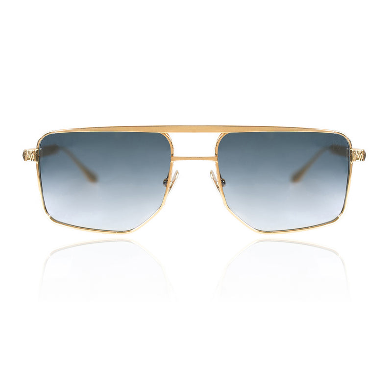 Anna-Karin Karlsson - Le Chap Sun - Gold / Grey Gradient Tinted Lenses - Navigator - Metal - Rectangle - Sunglasses