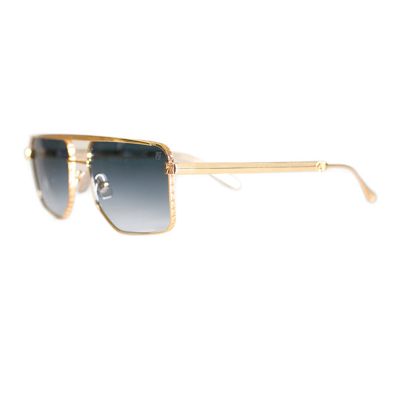 Anna-Karin Karlsson - Le Chap Sun - Gold / Grey Gradient Tinted Lenses - Navigator - Metal - Rectangle - Sunglasses