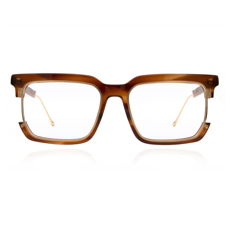 Anna-Karin Karlsson - Vegas Syndrome - Honey-Tortoise / Gold - Rectangle - Metal - Eyeglasses - Luxury Eyewear