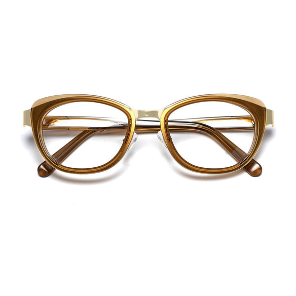 Catch London - Swanfeild - Brown-75 - Brown / Gold - Cateye - Cat-eye - Plastic - Metal - Acetate - Eyeglasses