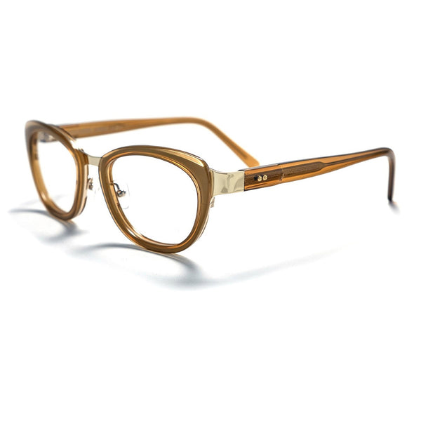 Catch London - Swanfeild - Brown-75 - Brown / Gold - Cateye - Cat-eye - Plastic - Metal - Acetate - Eyeglasses