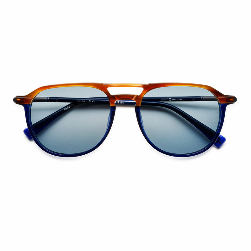 Etnia Barcelona - Tulsa - BLHV - Havana / Blue / Polarized-Blue Tinted Lenses - Aviator - Plastic - Polarized - Sunglasses