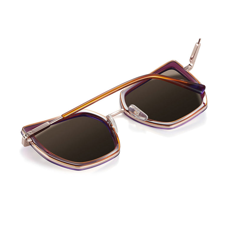 Etnia Barcelona - Zafra - PUOG - Purple / Gold / Brown / Photochromic Grey Gradient Tinted Lenses - Butterfly - Rectangle - Metal - Plastic - Sunglasses