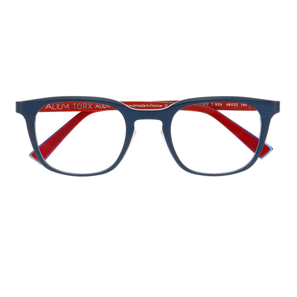 Face A Face - Alium Torx 1 - 959 - Navy / Brick - Rectangle - Aluminum - Metal - Zyl - Acetate - Eyeglasses