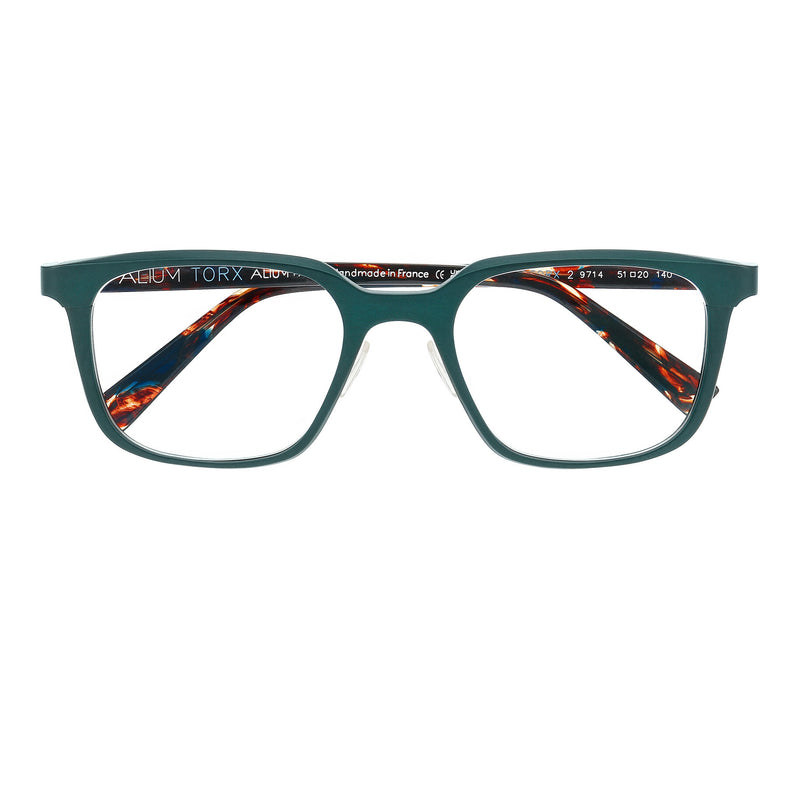 Face A Face - Alium Torx 2 - 9714 - Green / Havana - Rectangle - Aluminum - Metal - Zyl - Acetate - Eyeglasses