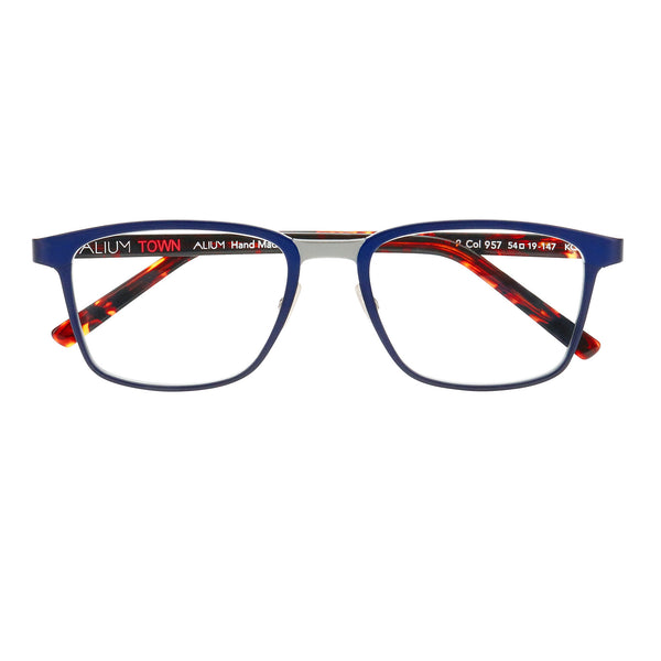 Face A Face - Alium Town 2 - 957 - Navy / Silver / Havana - Metal - Aluminum - Aluminium - Rectangle - Eyeglasses