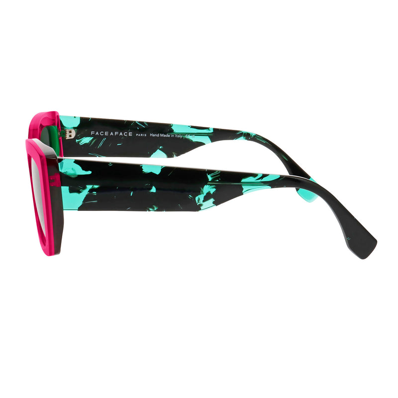 Face A Face - Ashoka 1 - 1472 - Pink / Green / Grey Tinted Lenses - Butterfly - Rectangle - Sunglasses - Plastic - Acetate