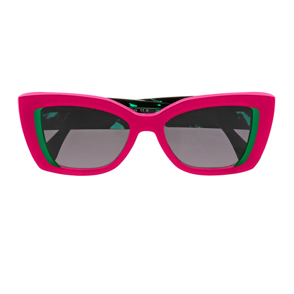 Face A Face - Ashoka 1 - 1472 - Pink / Green / Grey Tinted Lenses - Butterfly - Rectangle - Sunglasses - Plastic - Acetate