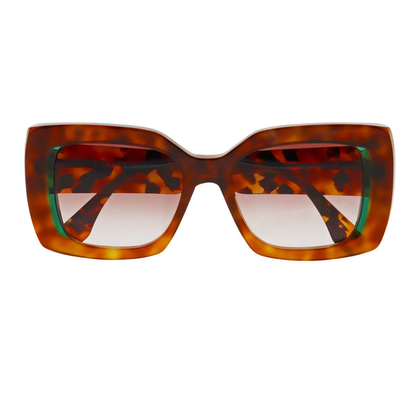 Face A Face - Ashoka 2 - 1460 - Tort / Teal / Gradient-Brown Lenses - Rectangle - Butterfly - Sunglasses