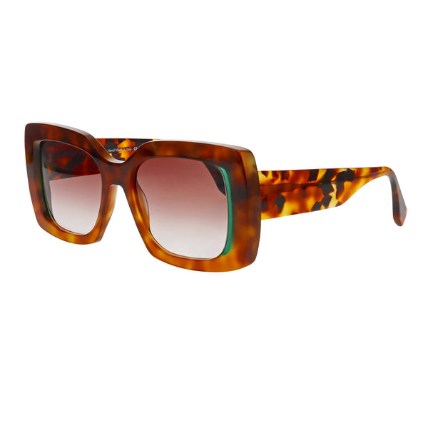 Face A Face - Ashoka 2 - 1460 - Tort / Teal / Gradient-Brown Lenses - Rectangle - Butterfly - Sunglasses