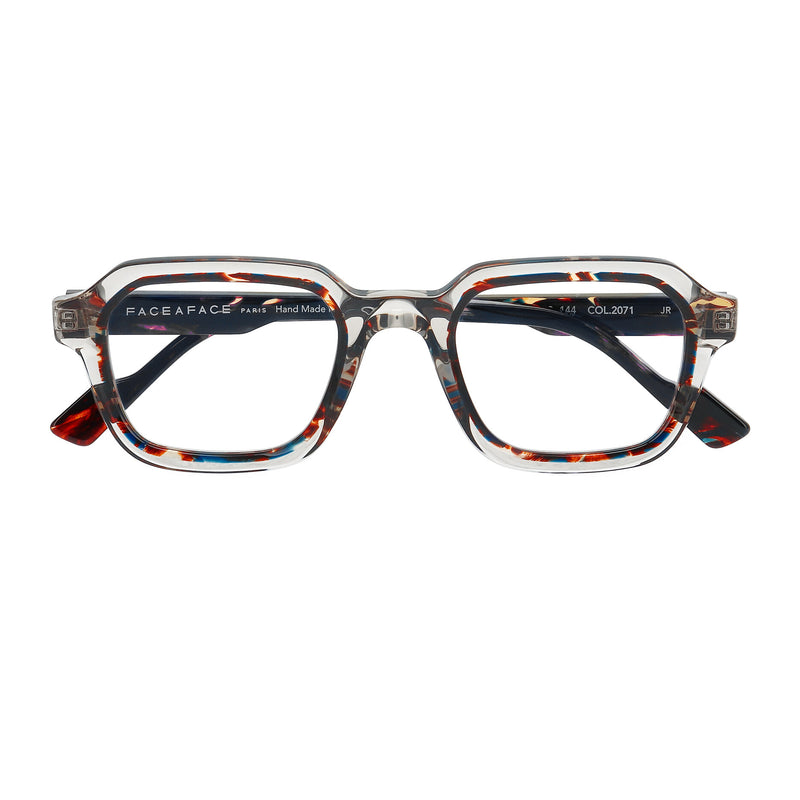 Face A Face - Barry 1 - 2071 - Crystal / Blue-Brown - Rectangle - Acetate - Plastic - Eyeglasses