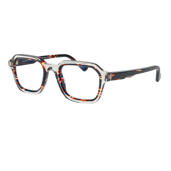 Face A Face - Barry 1 - 2071 - Crystal / Blue-Brown - Rectangle - Acetate - Plastic - Eyeglasses