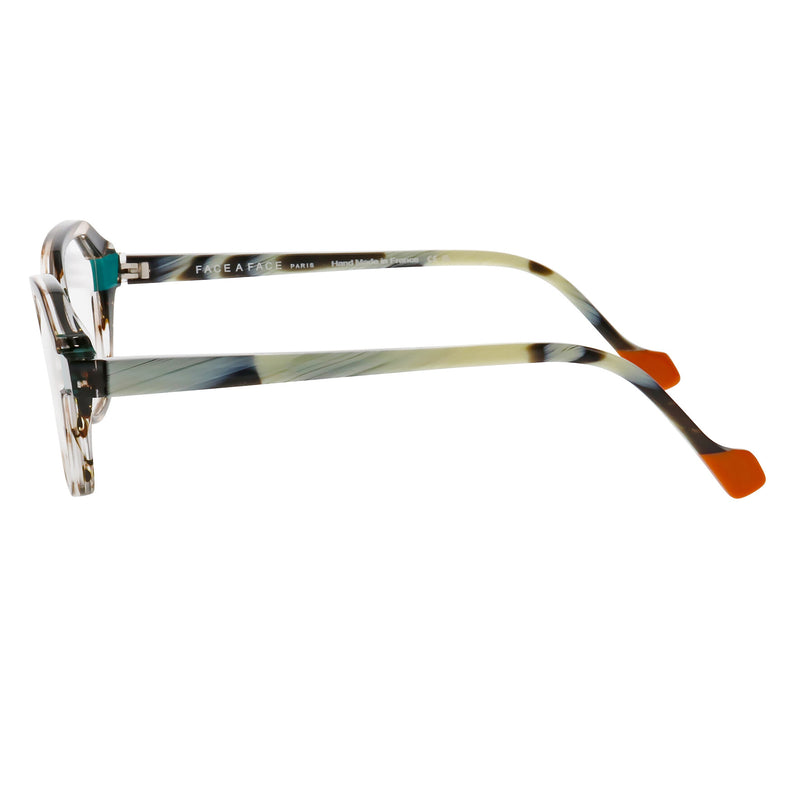 Face A Face - Blink 2 - 4861 - Brown Crystal / Horn Pattern / Teal / Orange - Rectangle - Plastic - Acetate - Eyeglasses