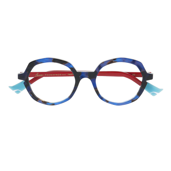 Face A Face - Bocca Fame 1 - 6591 - Blue Tort / Brick / Light Blue - Round - Acetate - Plastic - Eyeglasses