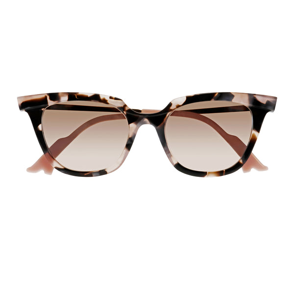 Face A Face - Bocca Kahlo 1 - 6092 - Pearl Tort / Gold / Pink / Silver Mirror Gradient-Grey Tinted Lenses - Cateye - Cat-eye - Rectangle - Sunglasses - Mirrored Sunglasses