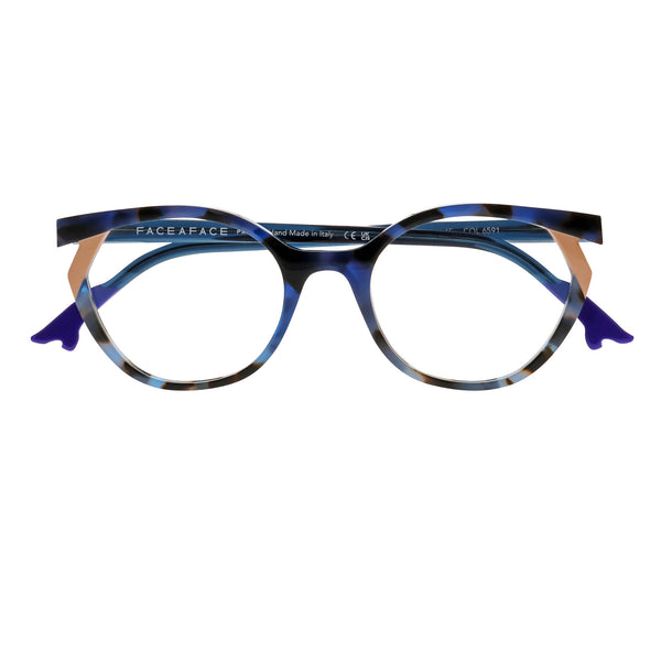 Face A Face - Bocca Kuma 1 - 6591 - Blue Havana / Pale Pink - Rounded Cat-eye - Cat-eye - Plastic - Acetate - Eyeglasses