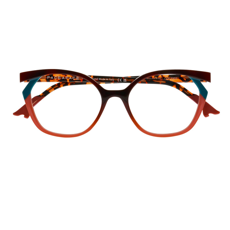 Face A Face - Bocca Kuma 2 - 7302 - Havana / Teal / Pink - Rectangle - Acetate - Plastic - Eyeglasses